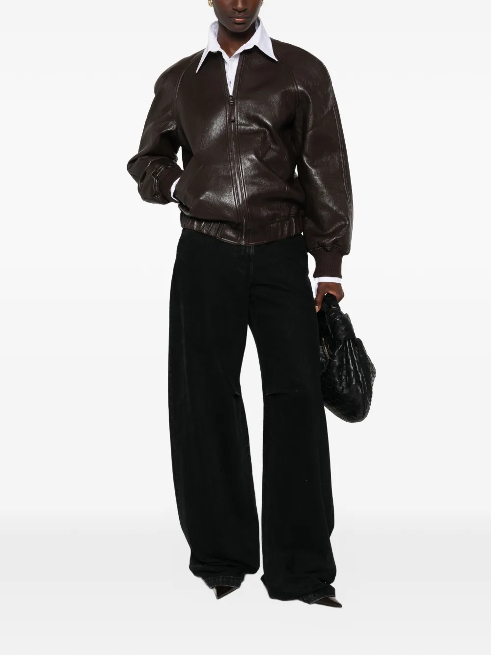 The Frankie Shop Alena bomberjack van imitatieleer Bruin
