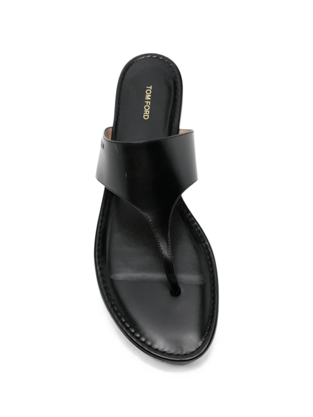 TOM FORD Lina thong-strap leather flat sandals Zwart