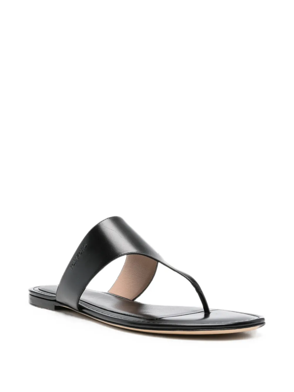 TOM FORD Lina thong-strap leather flat sandals Zwart