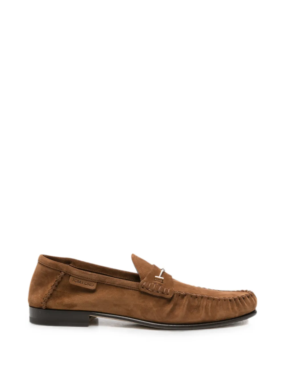 TOM FORD T-bar suede loafers - Marrone