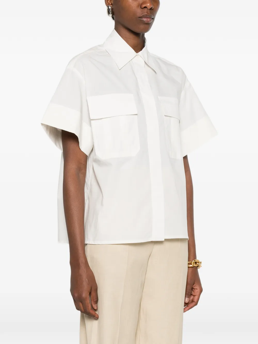 JOSEPH Justo blouse met borstzak Beige