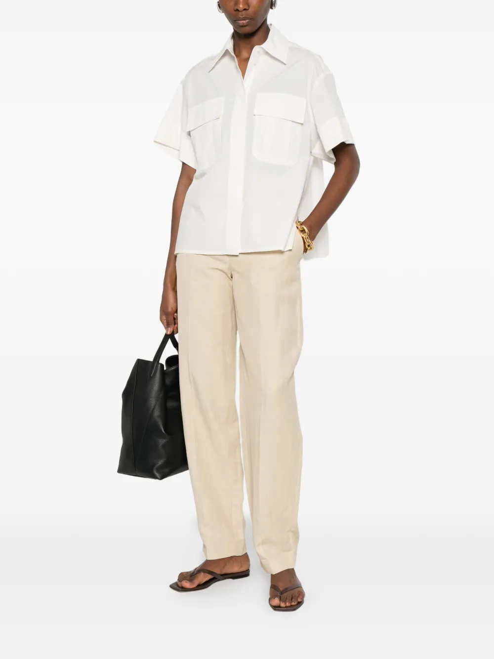 JOSEPH Justo blouse met borstzak Beige
