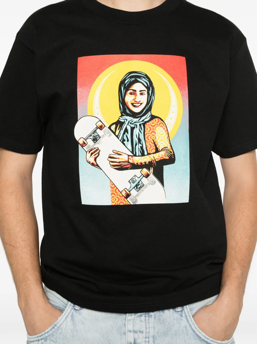 Obey Skateistan T-shirt met grafische print Zwart