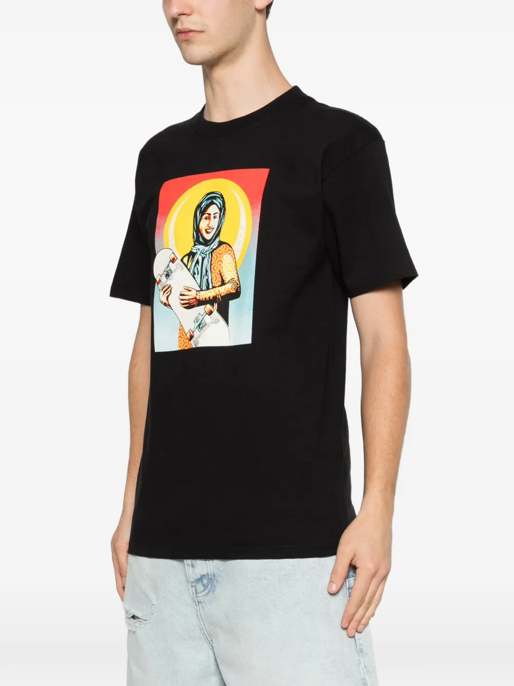 Obey Skateistan T-shirt met grafische print Zwart