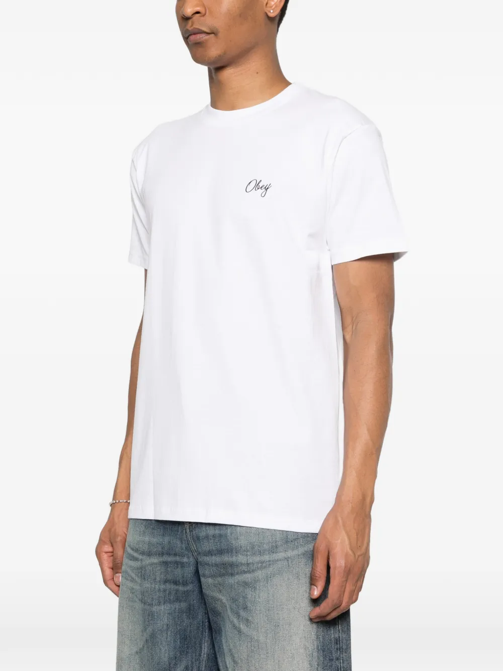 Obey T-shirt met logodetail Wit