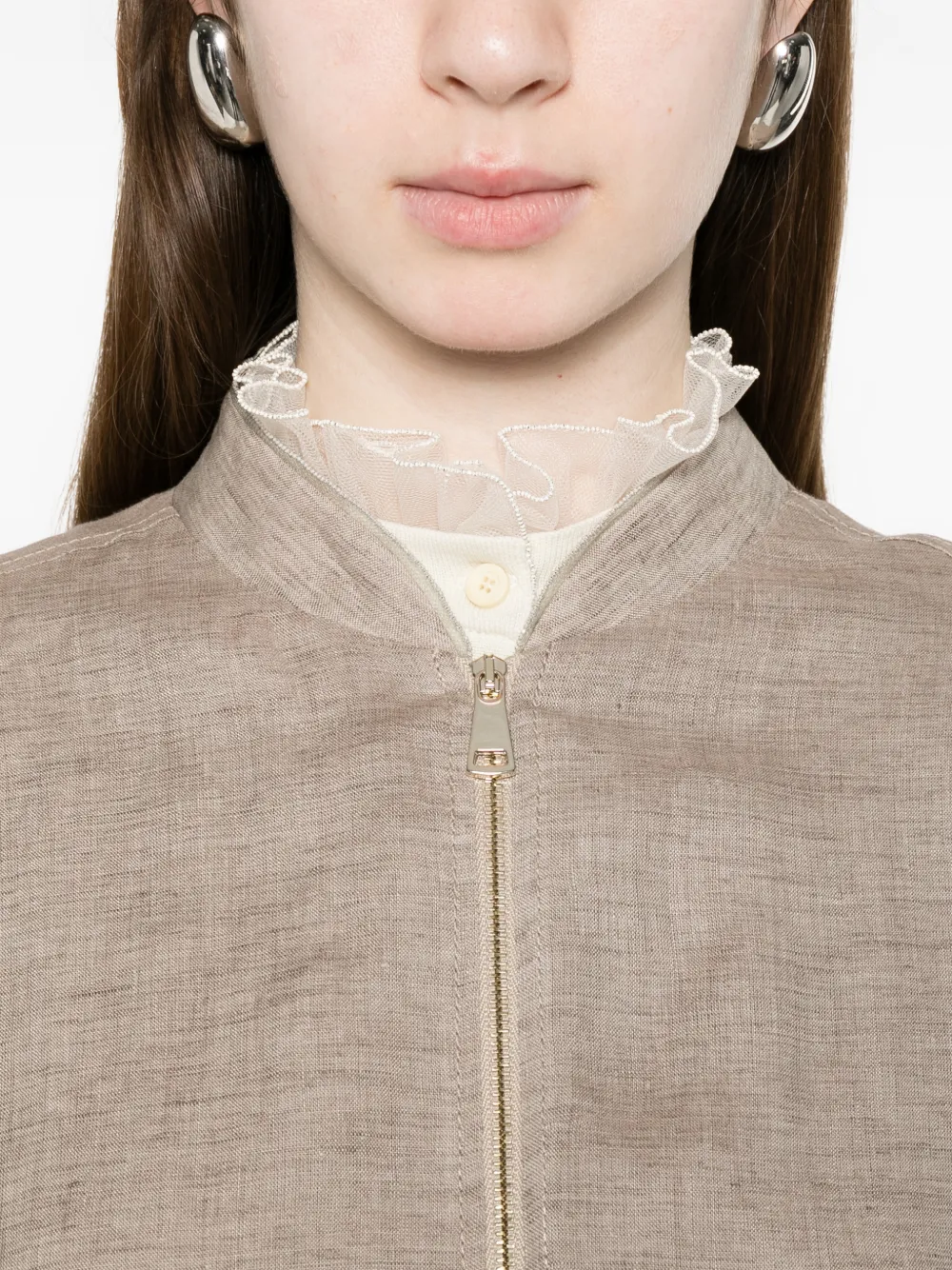 Fabiana Filippi Verfraaid bomberjack Beige