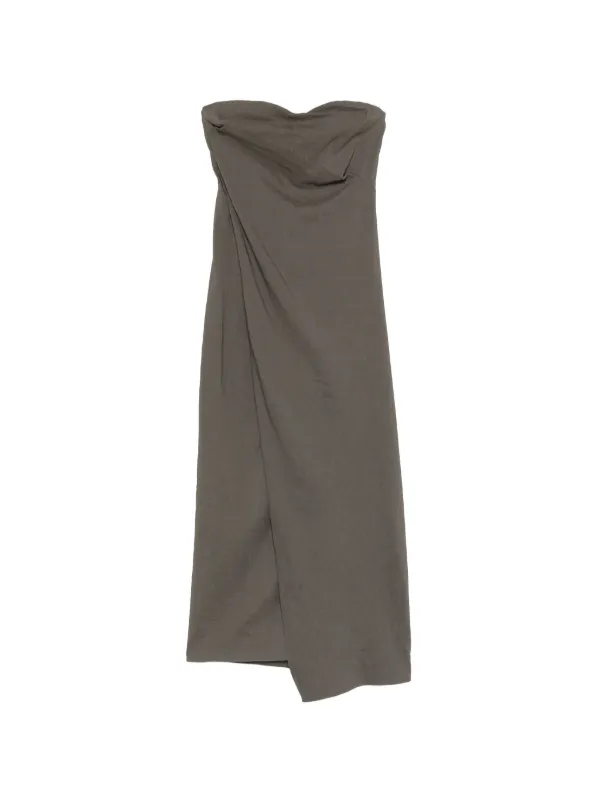 grey strapless maxi dress Draped Strapless Maxi Dress, Dark Grey Viscose, Made in Italy