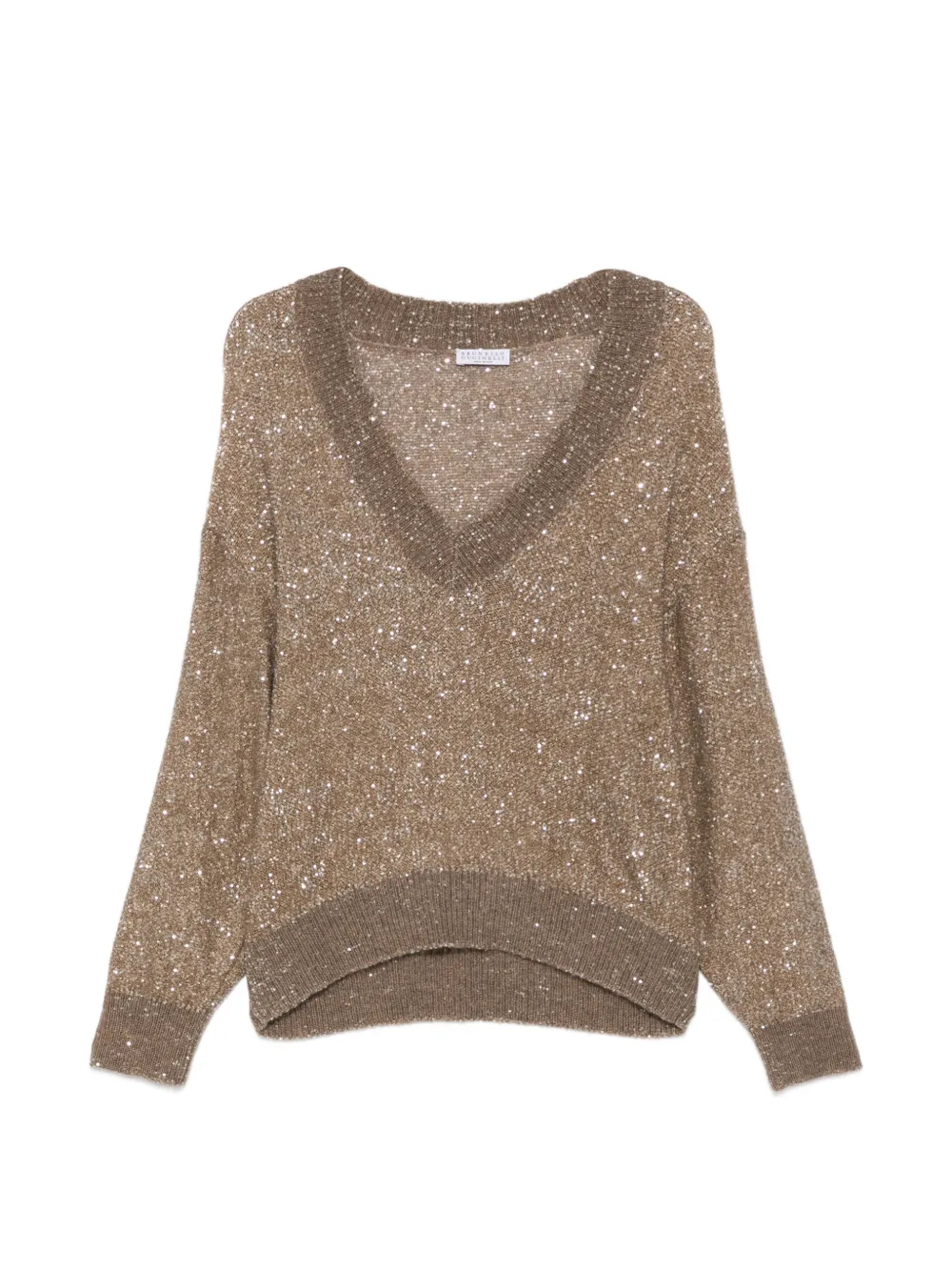 Brunello Cucinelli sequin V-neck sweater - Braun