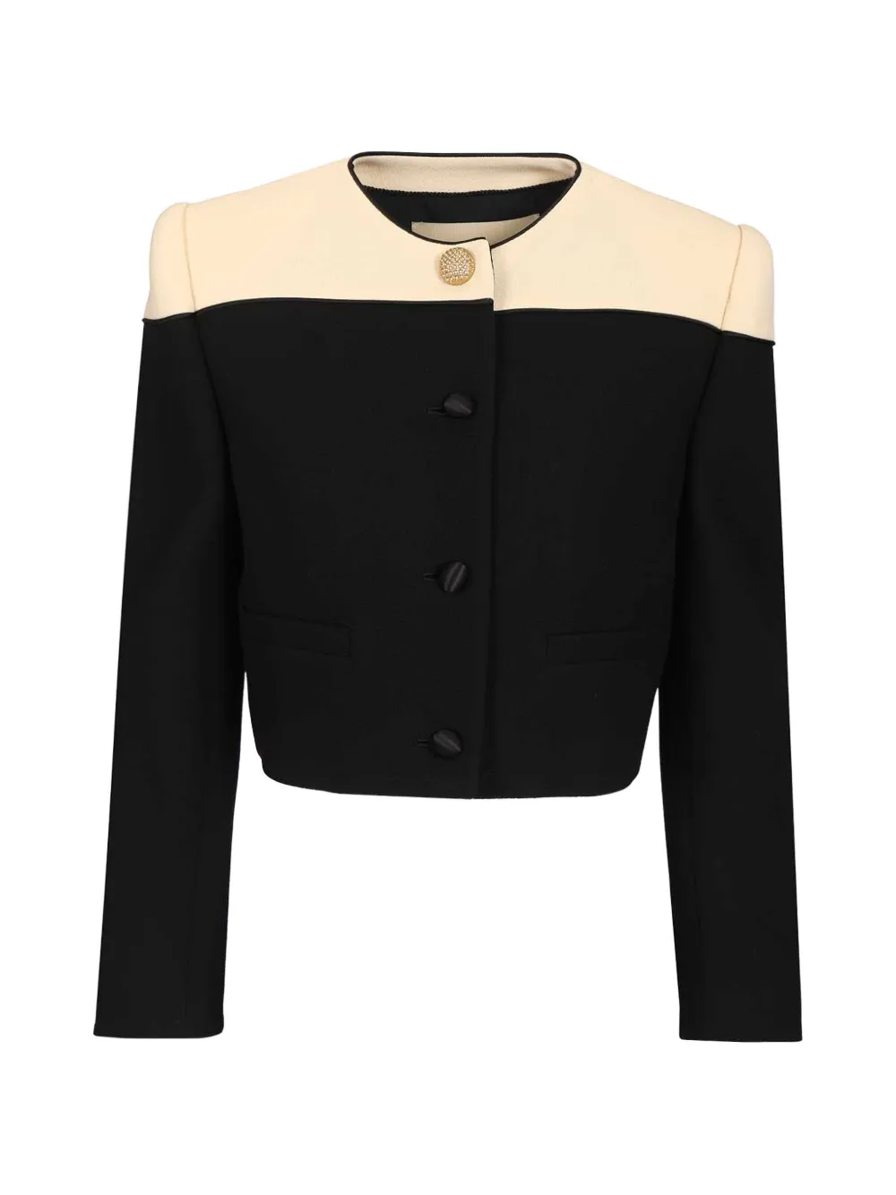 Valentino Garavani padded shoulder cropped jacket - Black