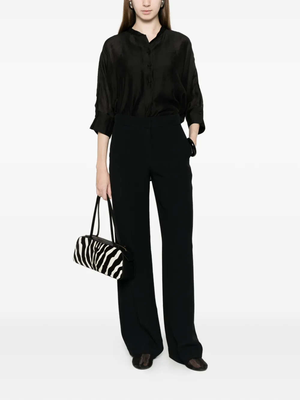  Trame Auree Stand-collar Shirt - Black 