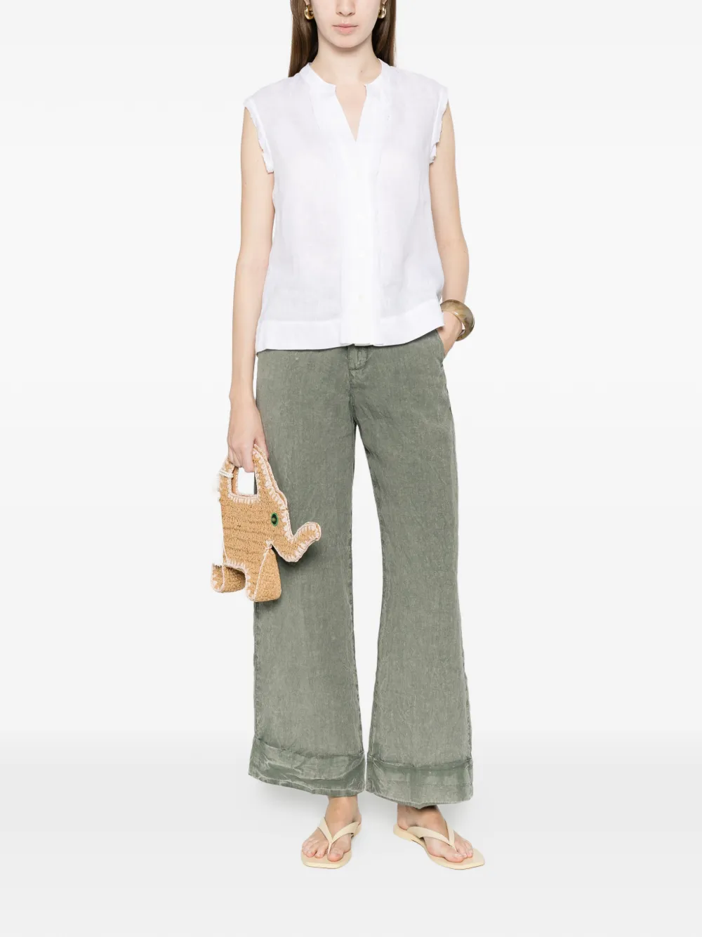  White Sand Cuffed Trousers - Grey 