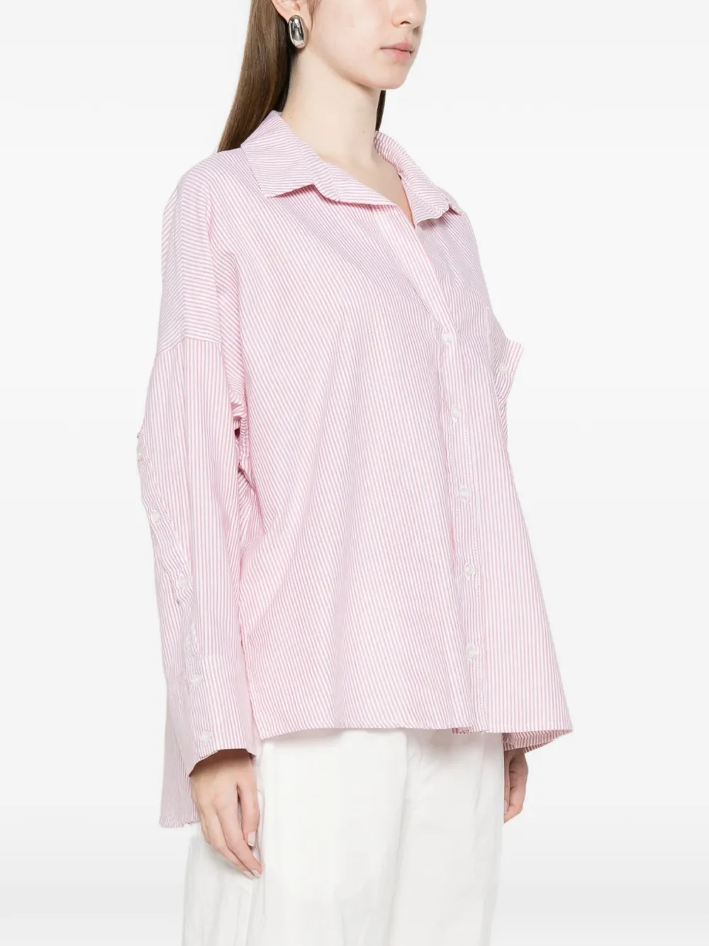  White Sand Striped Pocket Shirt - Pink 