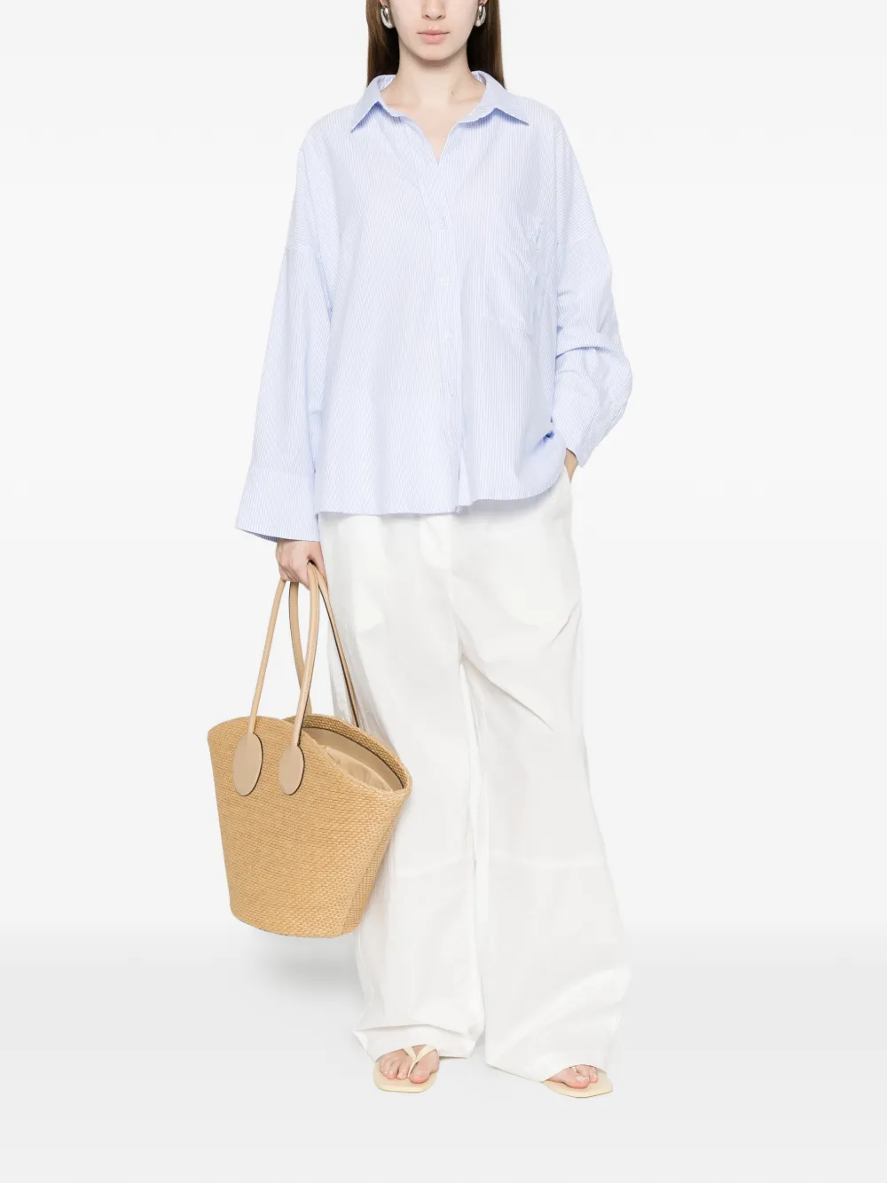  White Sand Striped Pocket Shirt 