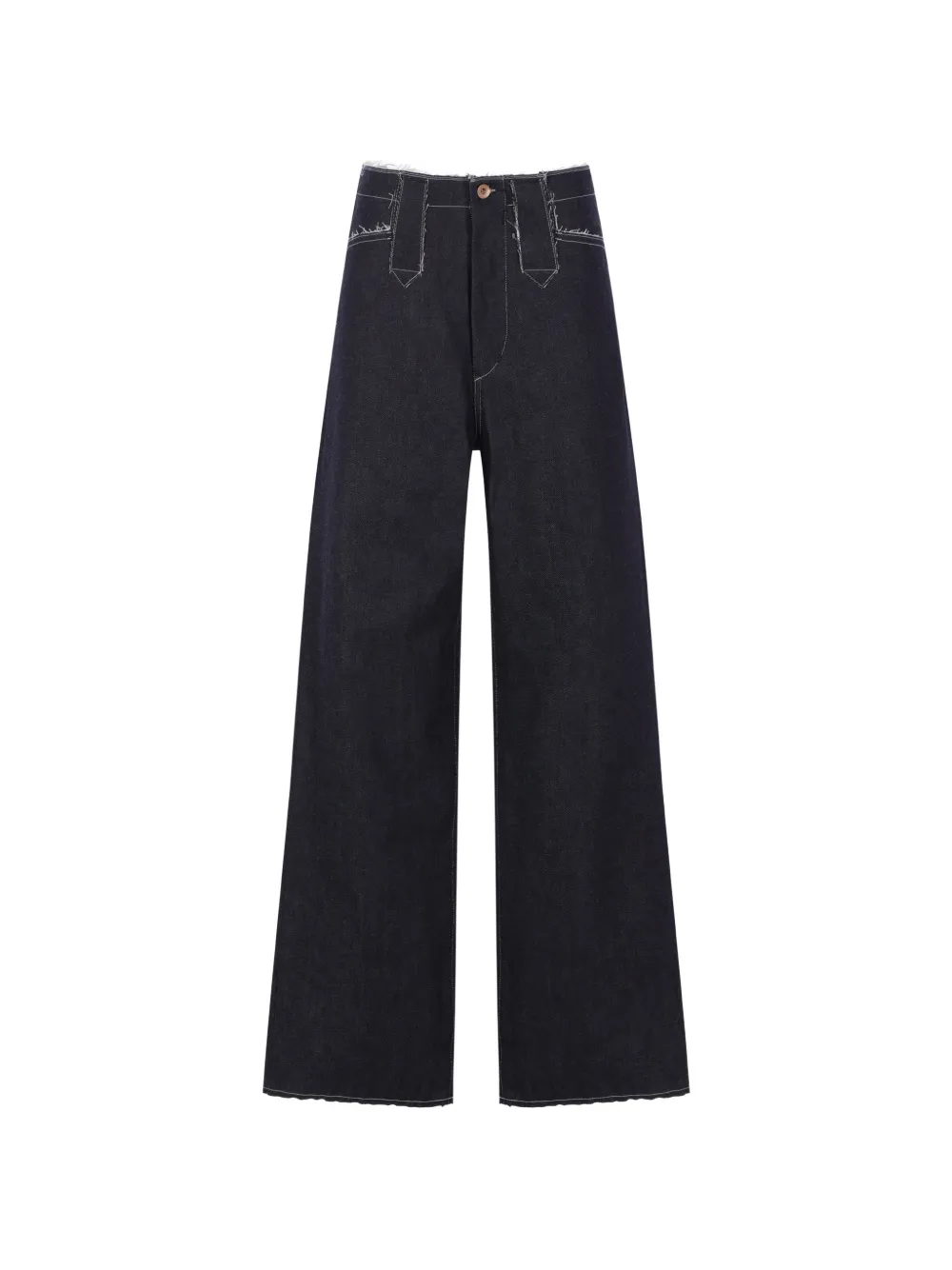 Kuro contrast-stitching frayed jeans - Blau