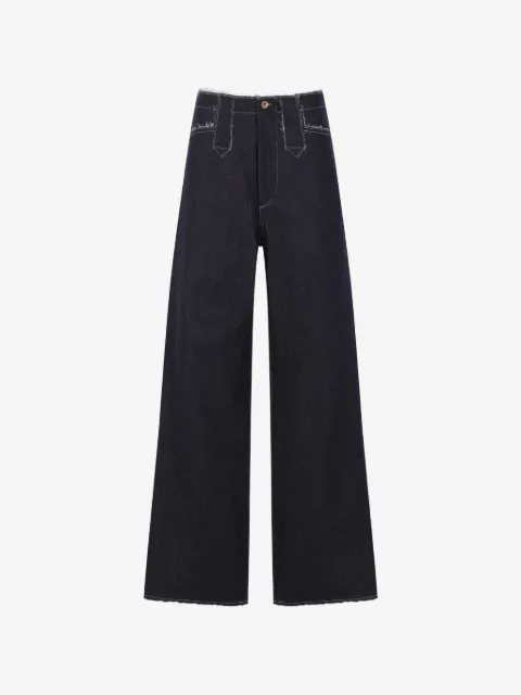 Kuro contrast-stitching frayed jeans