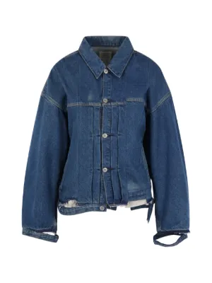 Sacai パフスリーブ デニムジャケット | ブルー | FARFETCH JP
