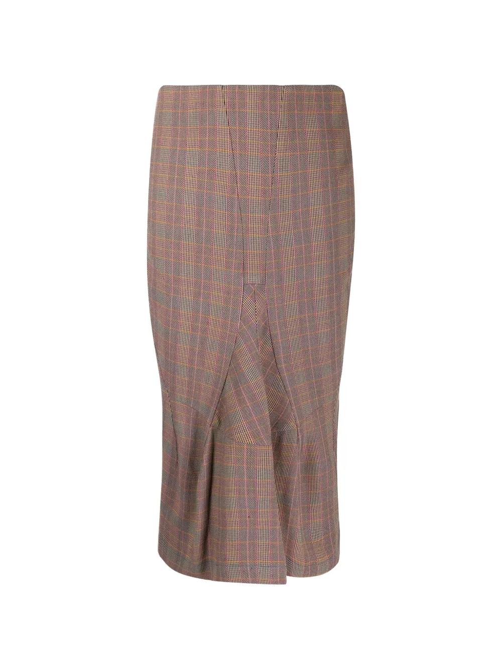 Junya Watanabe high-waist check-pattern midi skirt - Marrone
