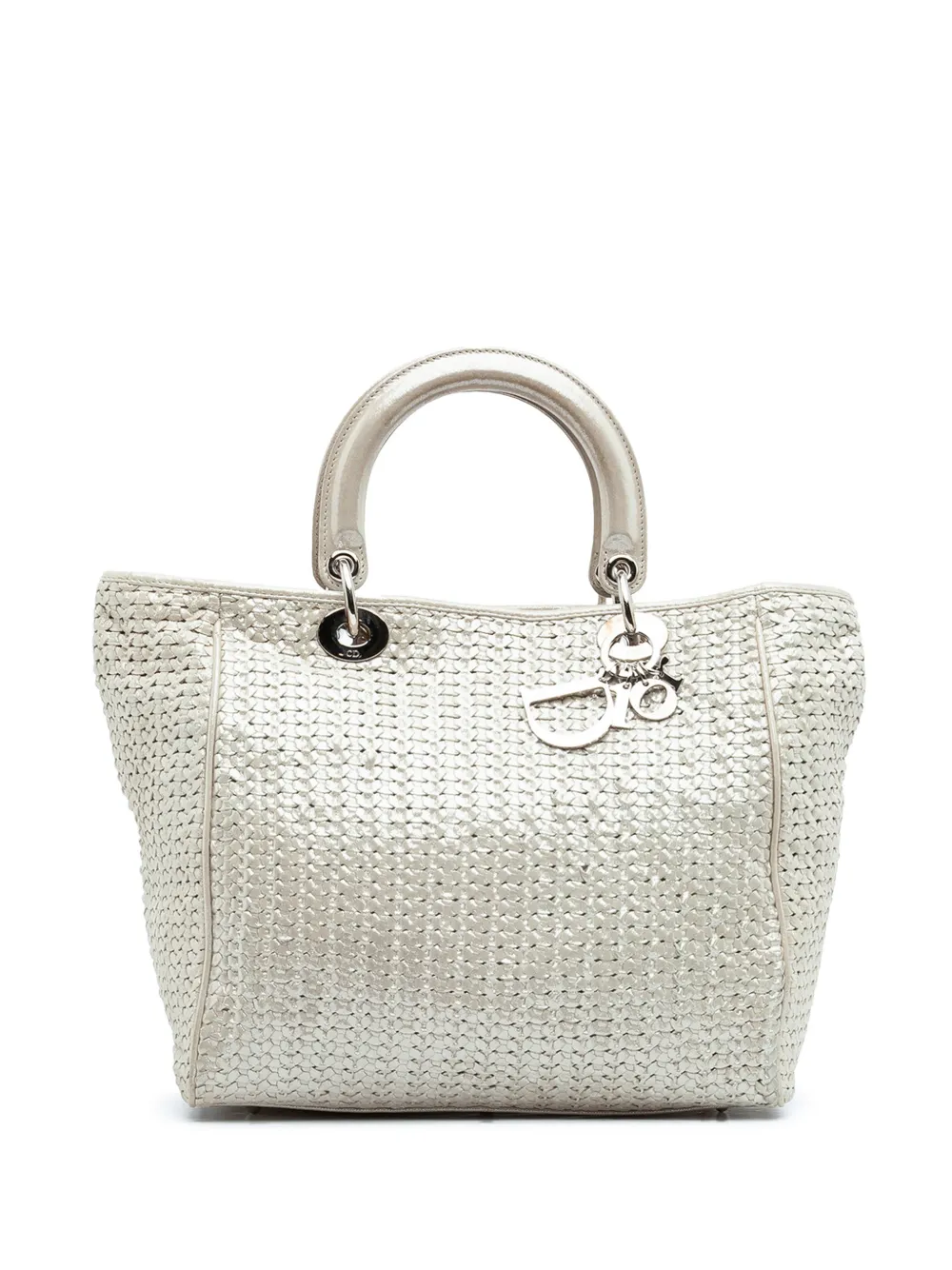 Christian Dior Pre-Owned 2009 Medium Woven Iridescent Calfskin Soft Lady Dior handbag - Argento