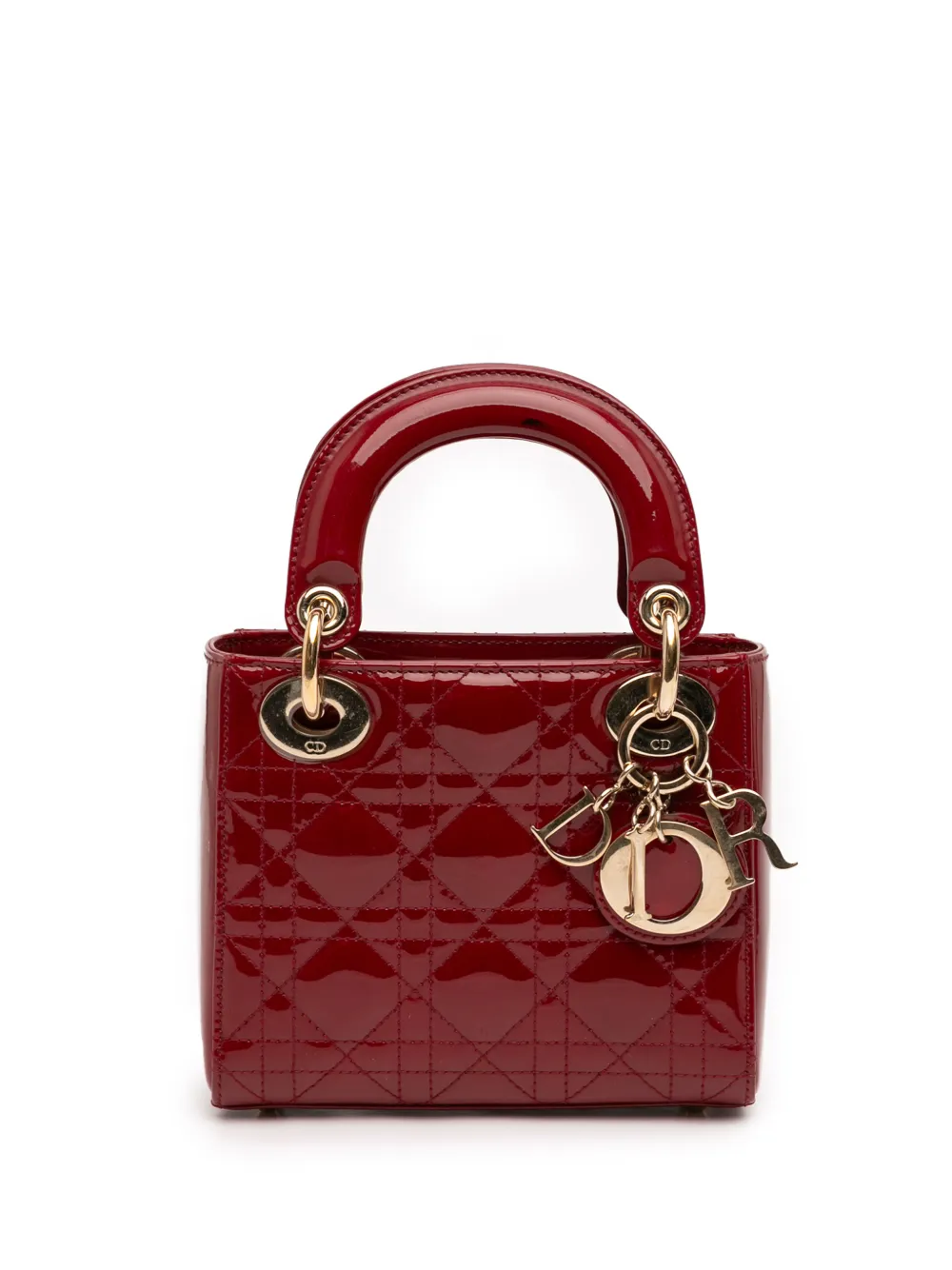 Christian Dior Pre-Owned 2018 Mini Patent Cannage Lady Dior satchel - Rosso