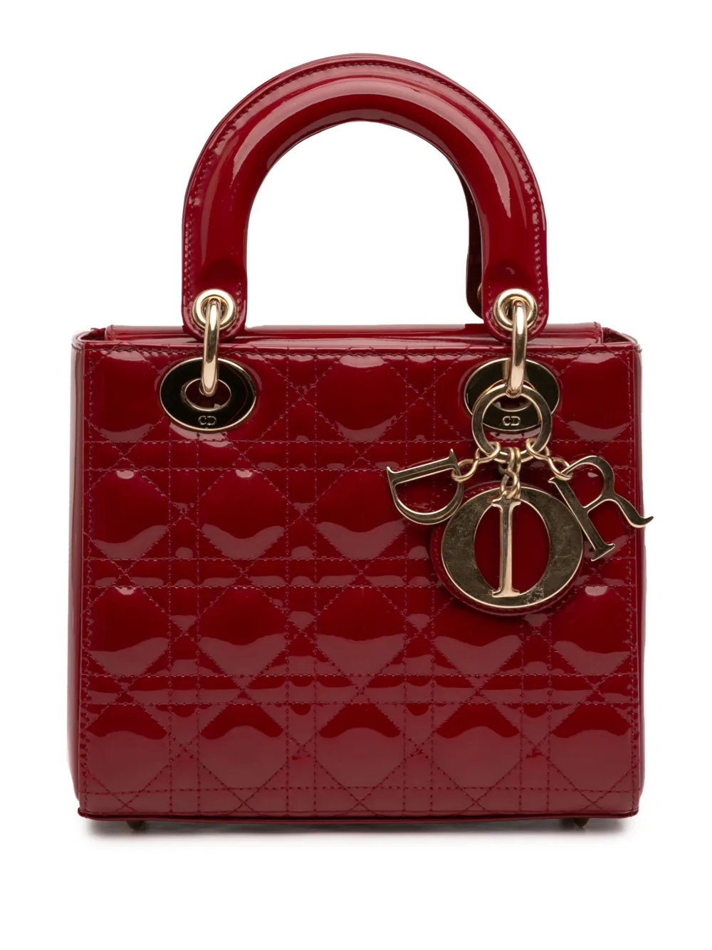 Christian Dior Pre-Owned 2021 Small Patent Cannage Lady Dior satchel - Red