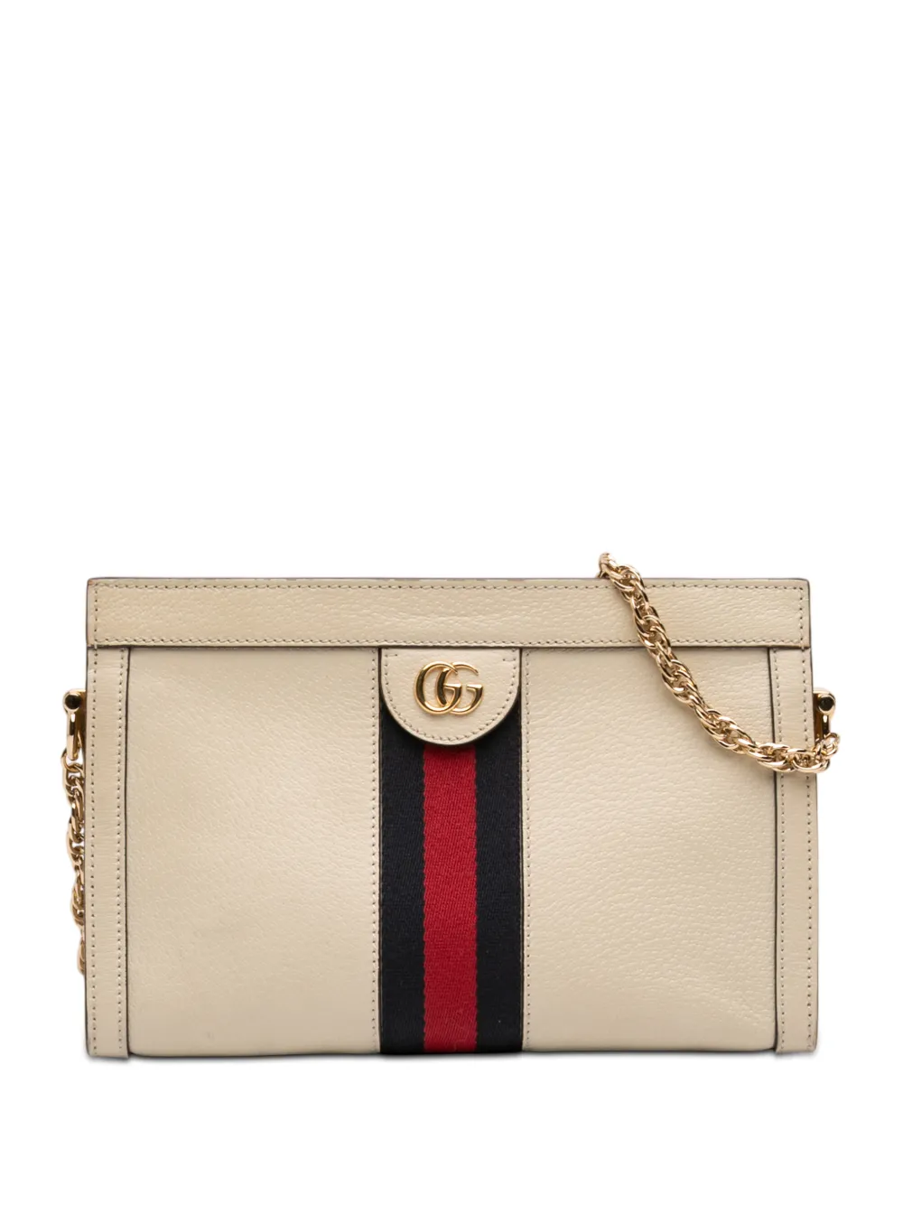 Gucci Pre-Owned 2016-2026 Small Calfskin Web Ophidia Chain crossbody bag - Bianco