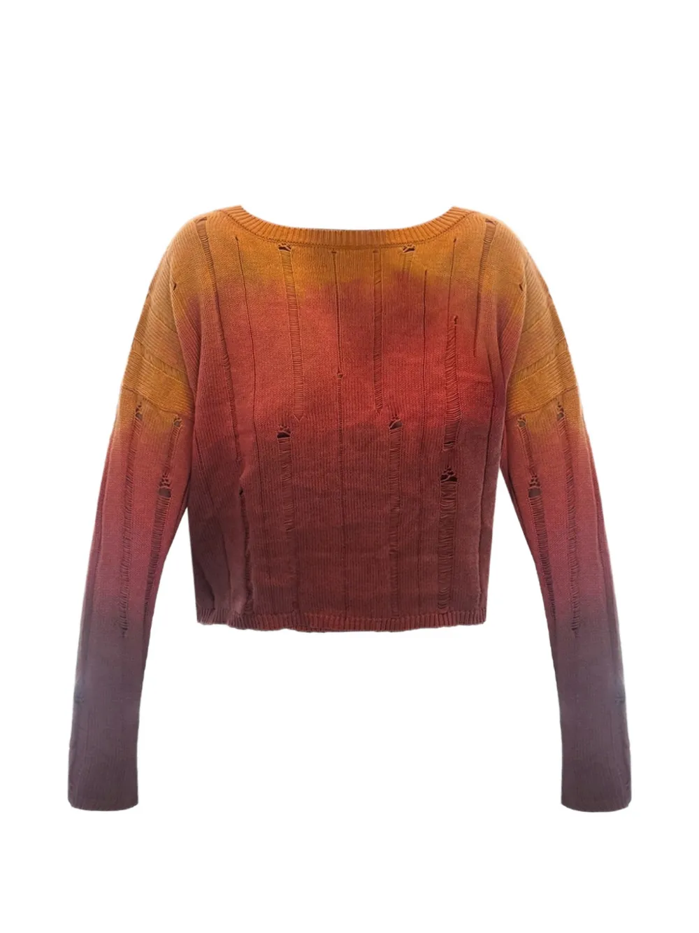 Leslie Amon distressed ombré sweater - Orange