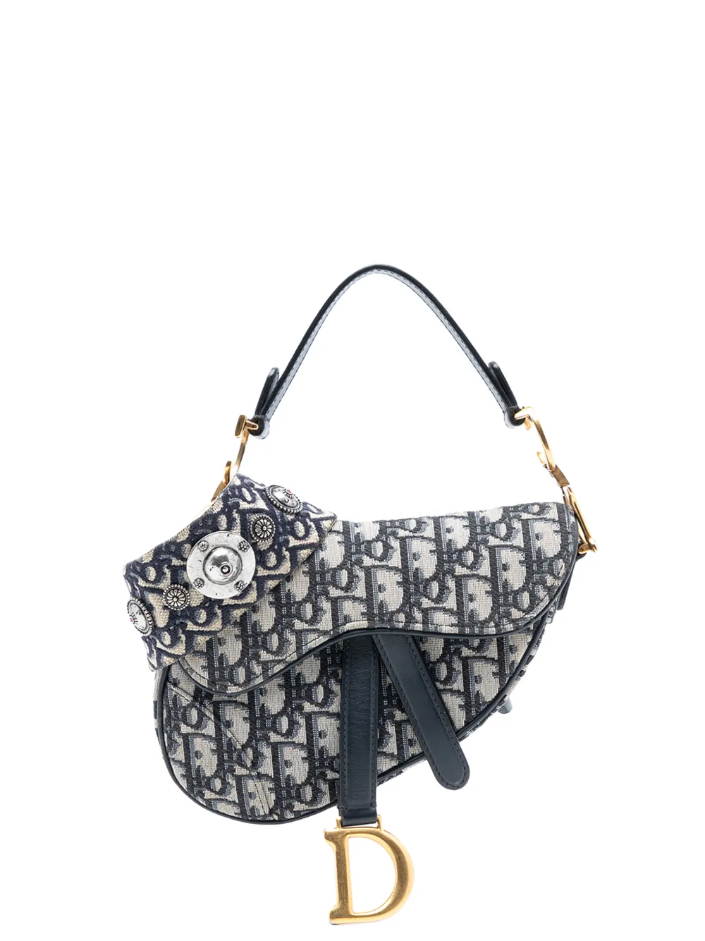 Christian Dior Pre-Owned 2019 Micro Oblique Canvas Saddle Bag satchel - Blu