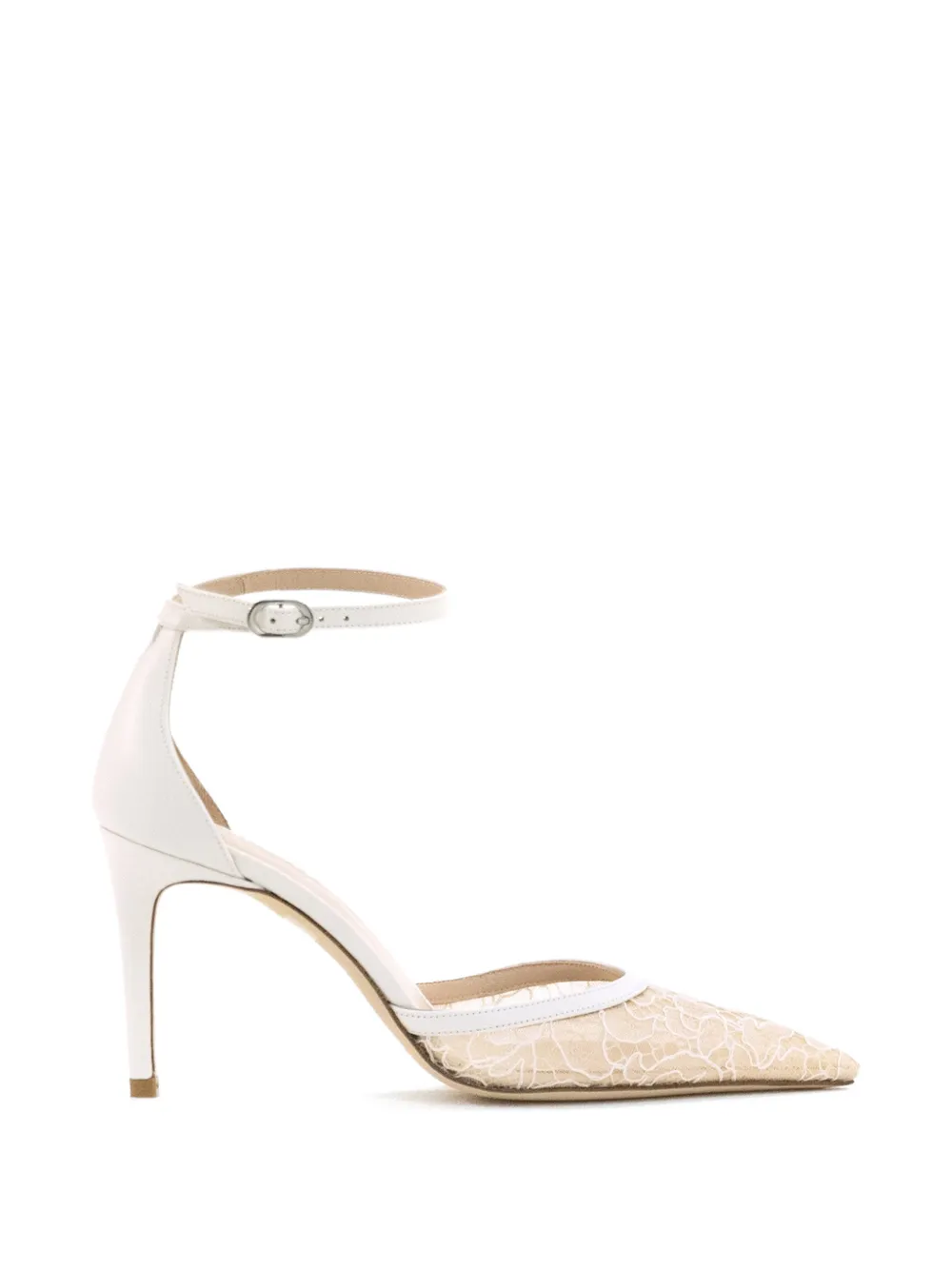 Stuart Weitzman ankle-strap lace pumps - Bianco