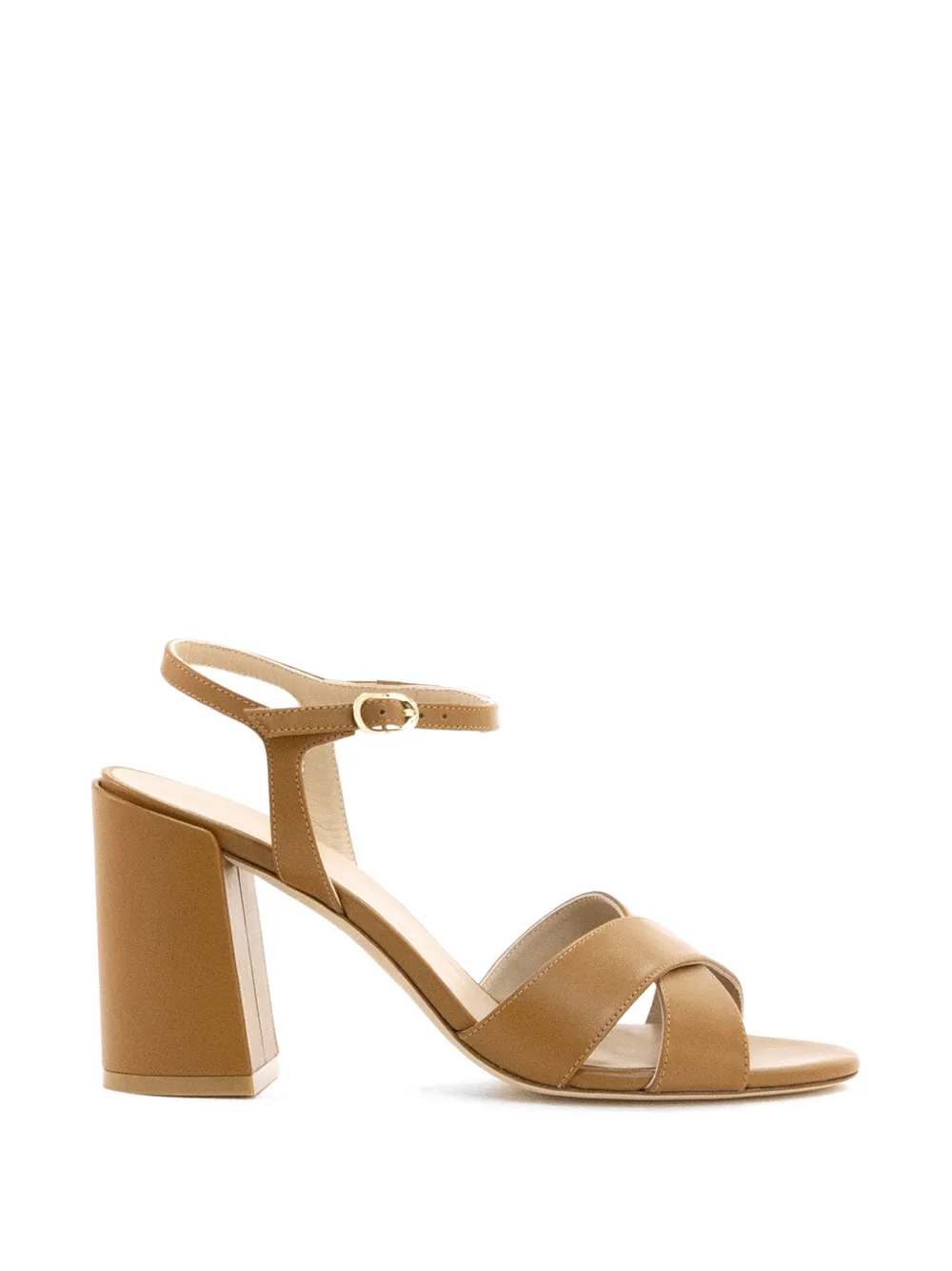 Stuart Weitzman Alyssablocksmo sandalen met gekruiste bandjes Beige