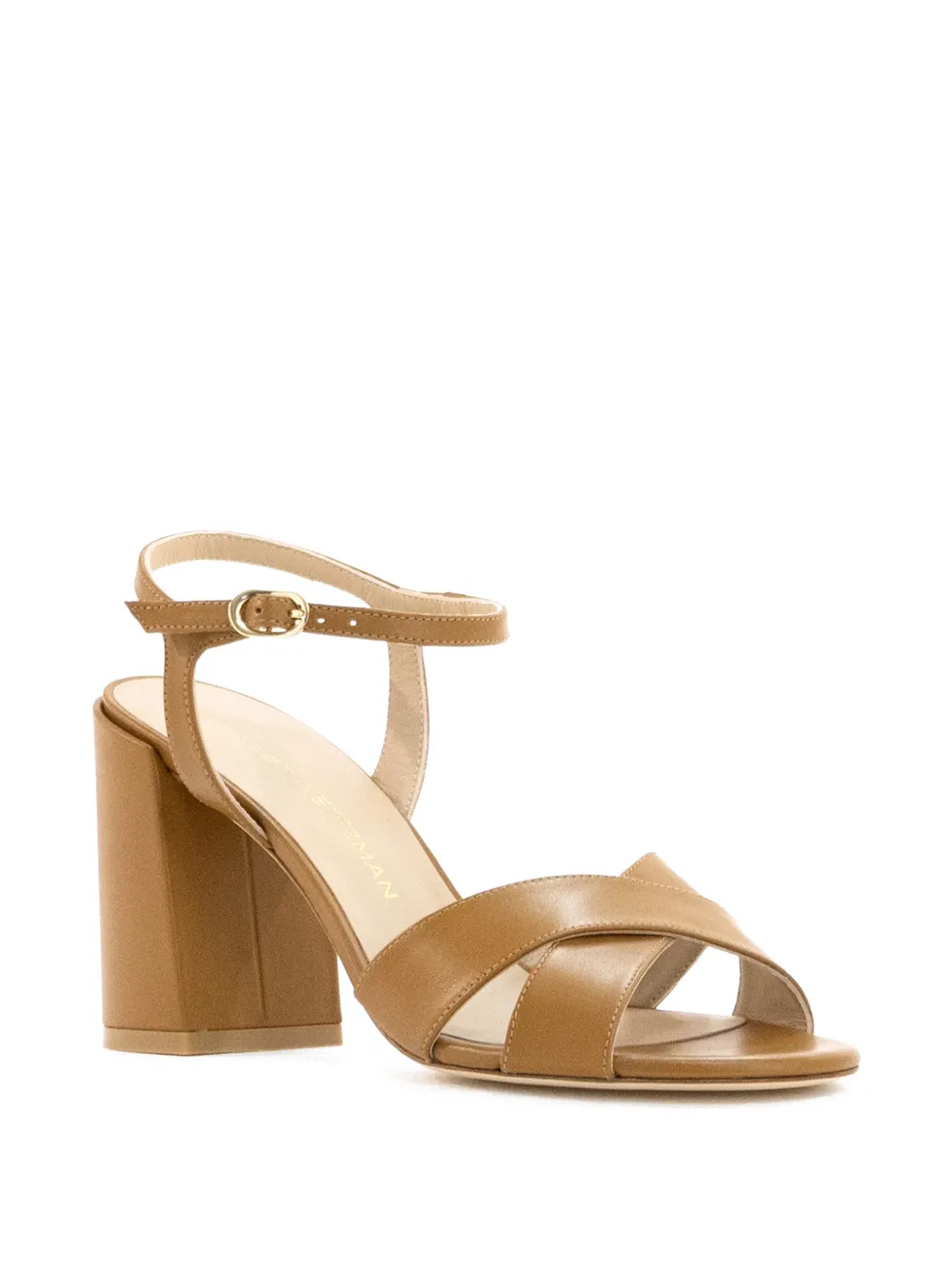 Stuart Weitzman Alyssablocksmo sandalen met gekruiste bandjes Beige