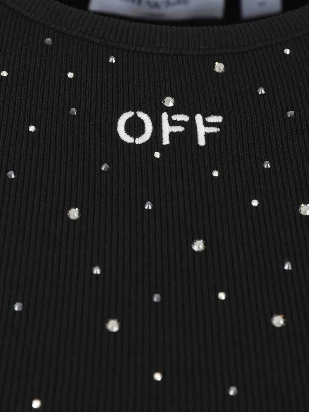 Off-White Verfraaide geribbelde jurk Zwart