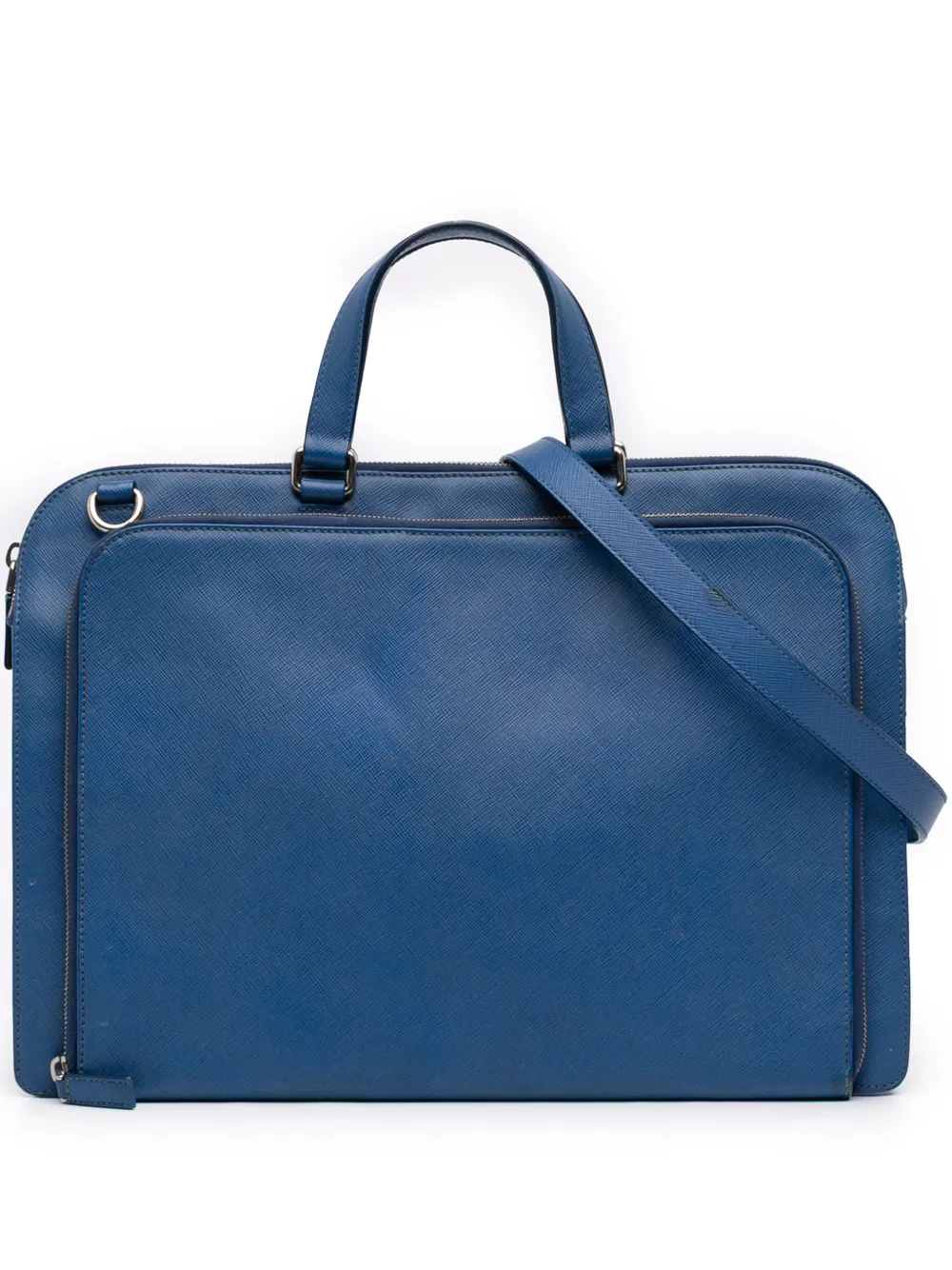 Prada Pre-Owned 2013-2025 Saffiano Cuir Travel Front Zip Pocket Briefcase business bag - Blu