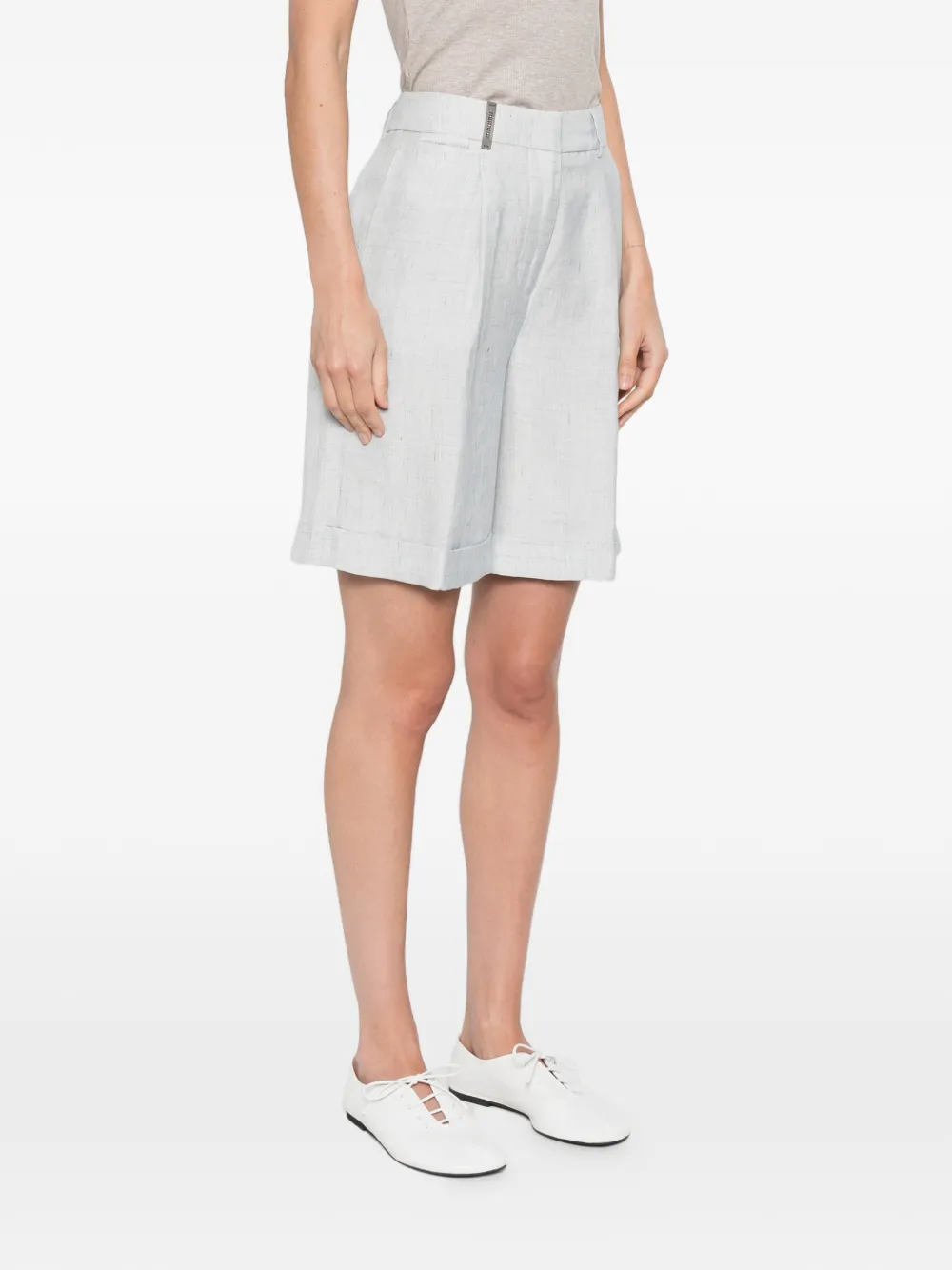  Peserico Cuffed Tailored Shorts - Blue 