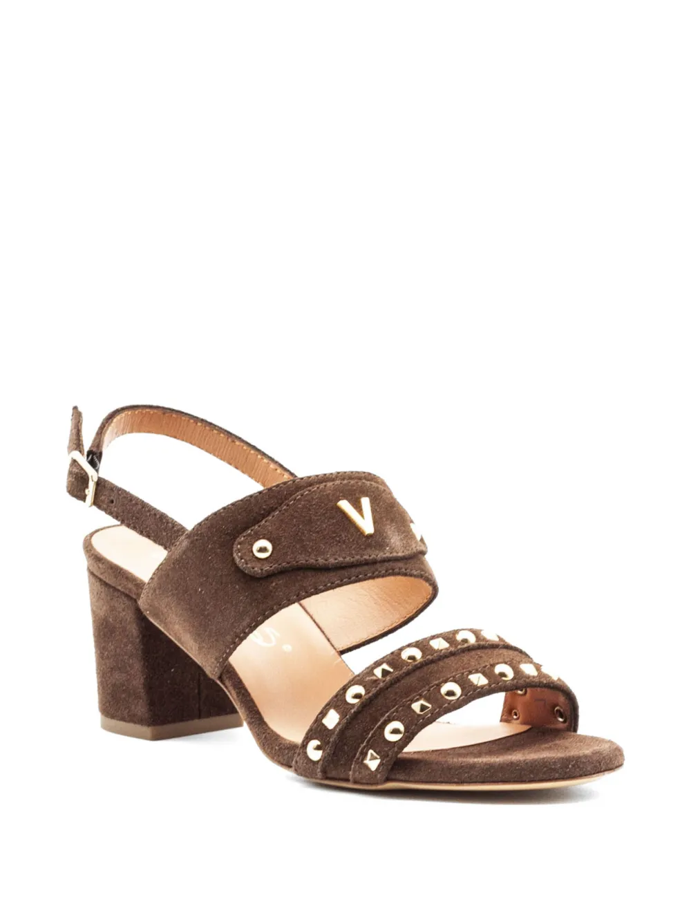 Via Roma 15 Suede sandalen met studs Bruin