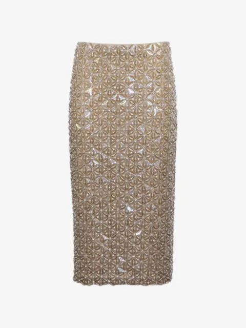 P.A.R.O.S.H. sequin floral midi skirt