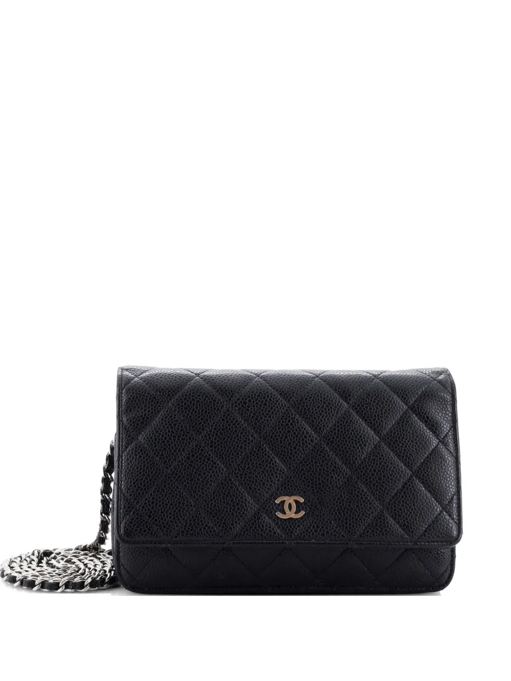 CHANEL Pre-Owned Wallet on Chain Quilted Caviar Mini crossbody bag - Nero