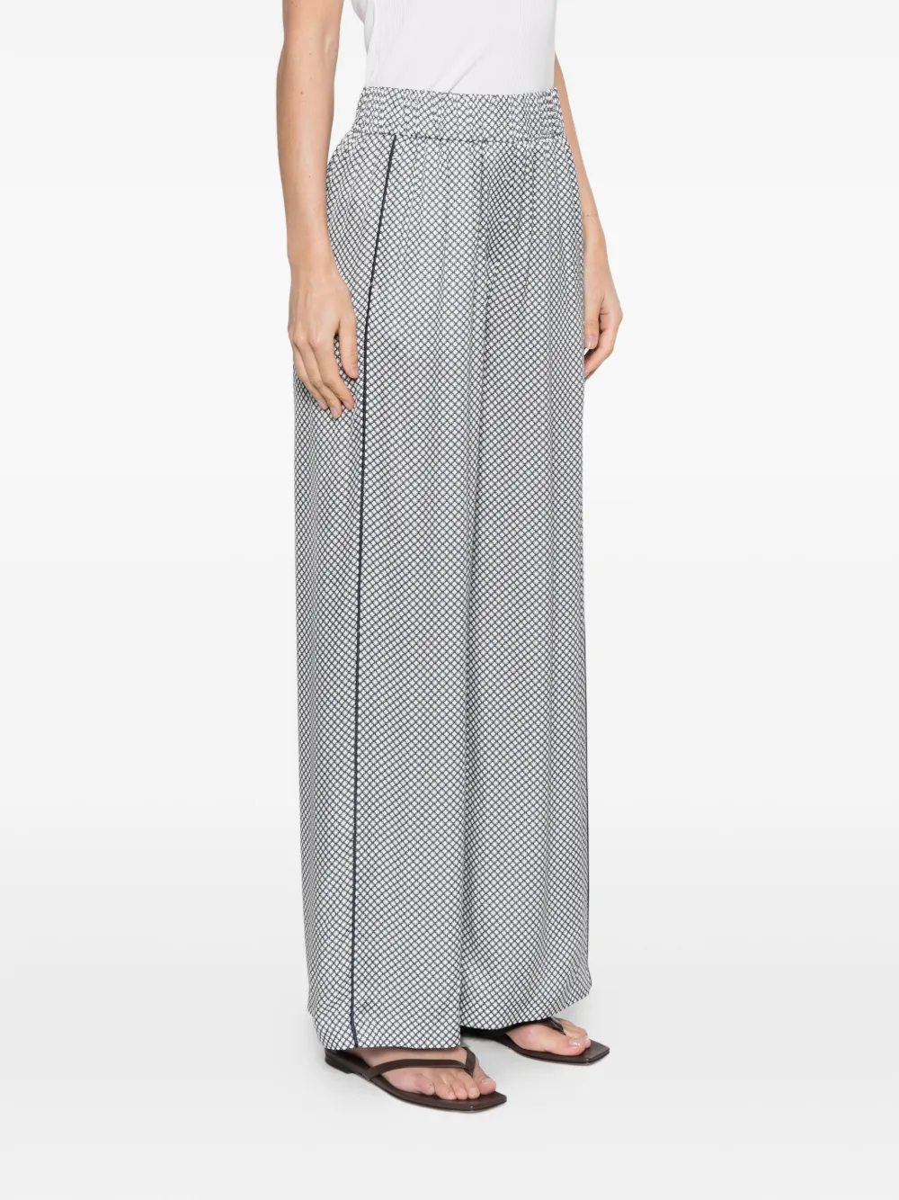  Peserico Patterned Side Stripe Trousers - White 