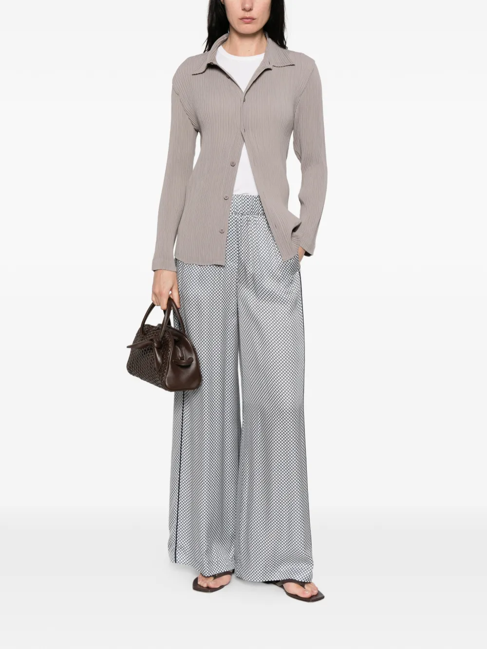  Peserico Patterned Side Stripe Trousers - White 