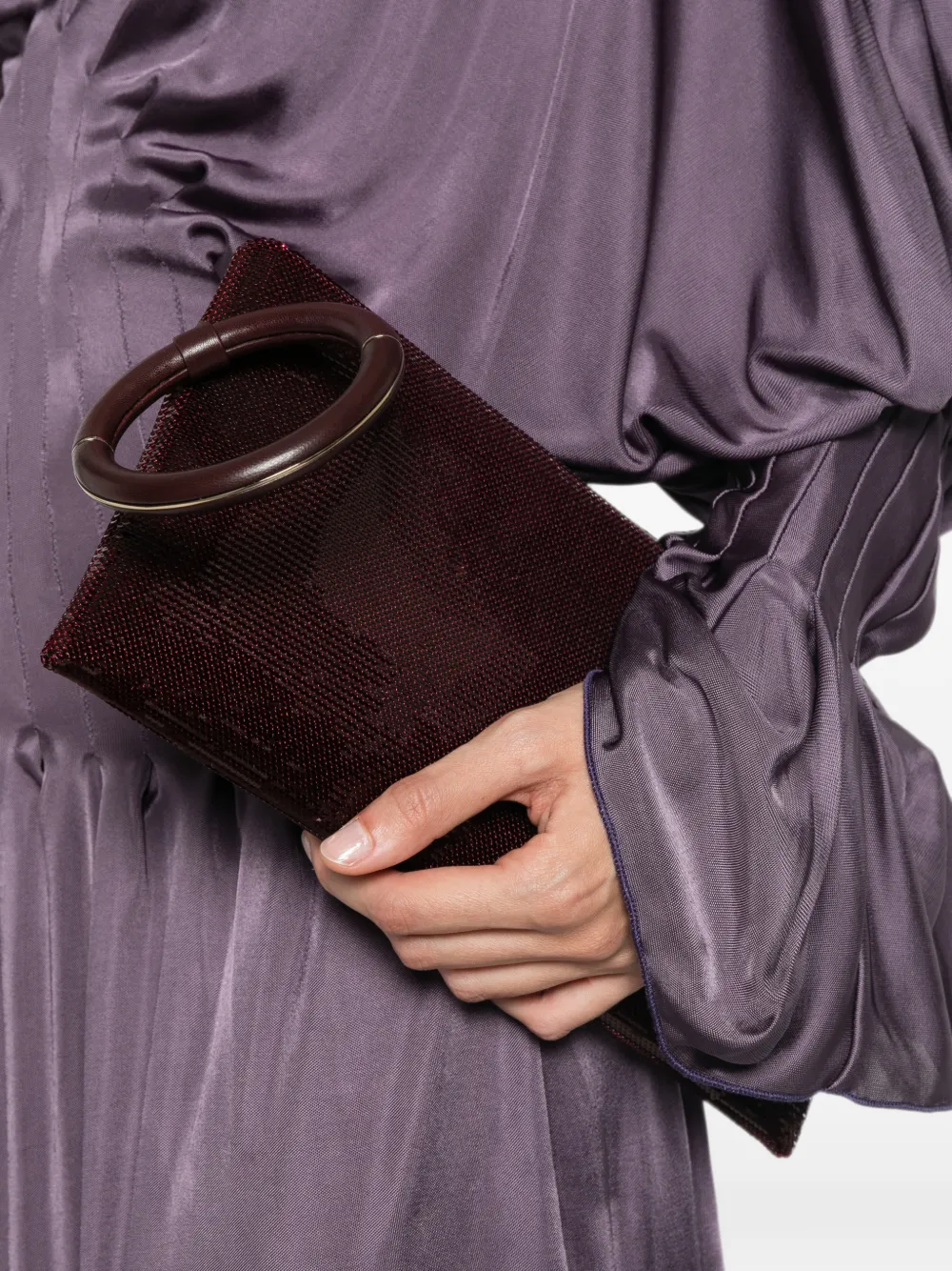 TOM FORD Clutch met leren afwerking en pailletten Rood