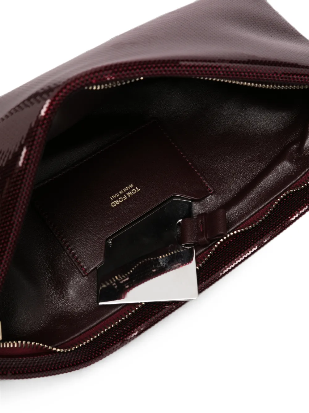 TOM FORD Clutch met leren afwerking en pailletten Rood