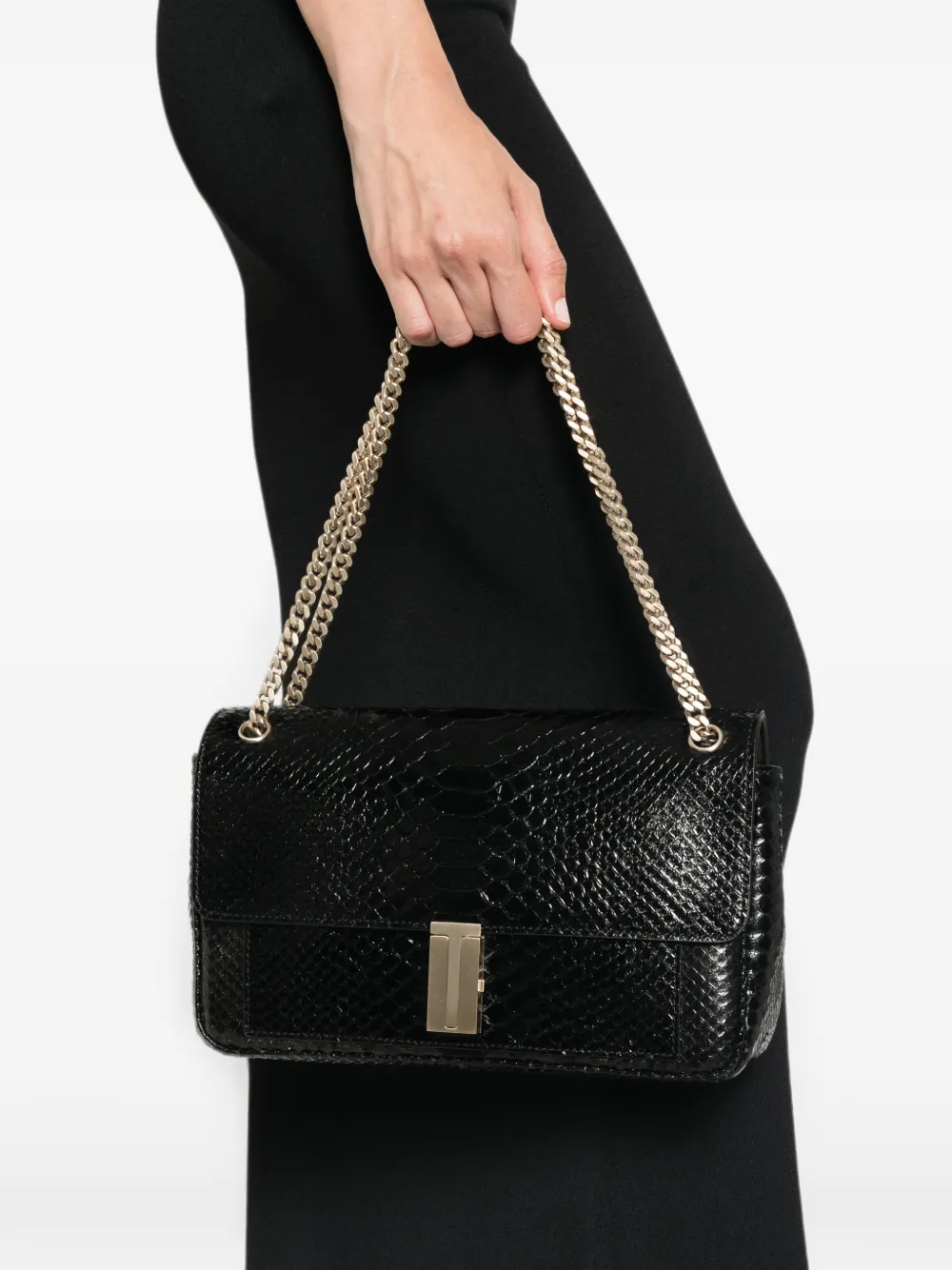 TOM FORD Shopper met kettingband en slangen-effect Zwart