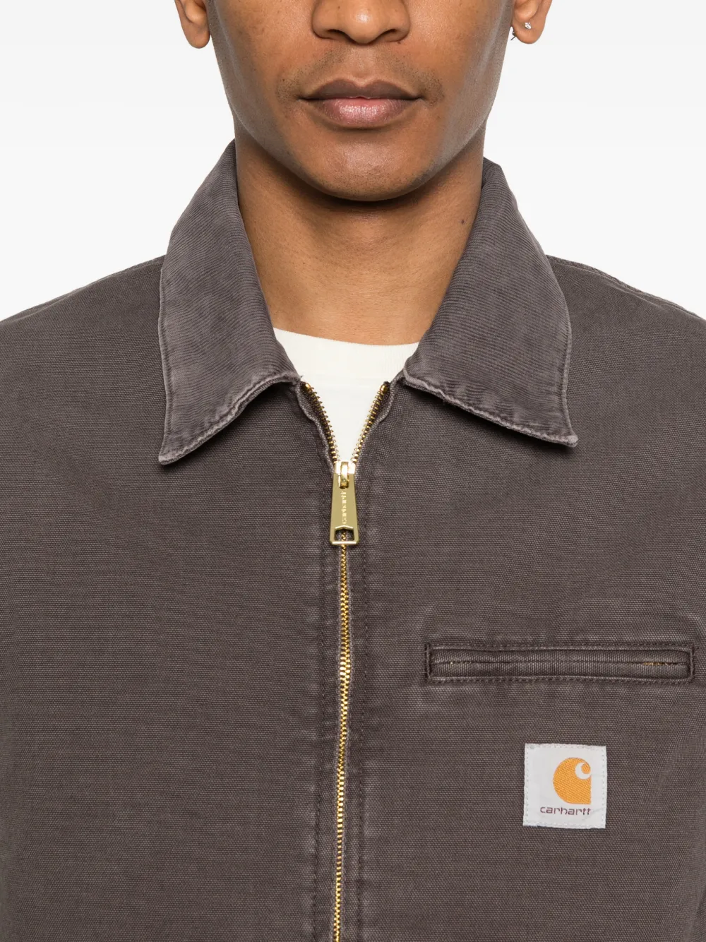 Carhartt WIP Detroit jack met logopatch en rits Bruin