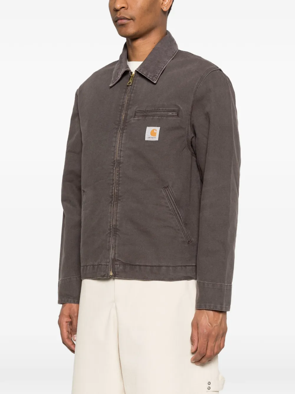 Carhartt WIP Detroit jack met logopatch en rits Bruin