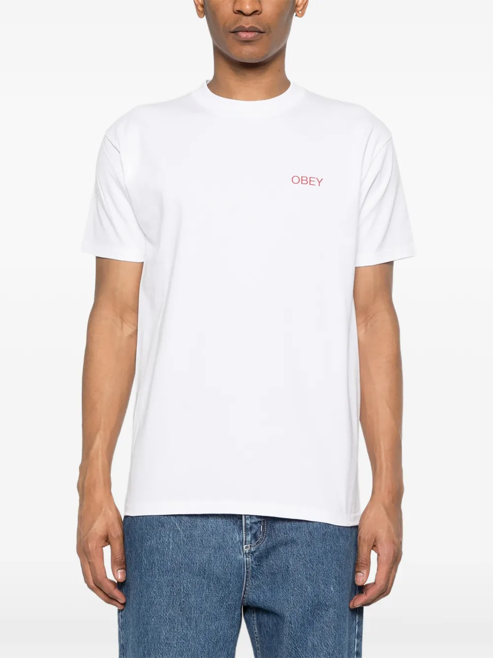 Obey T-shirt met logodetail Wit