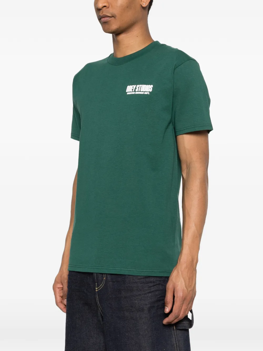 Obey T-shirt met ronde hals Groen