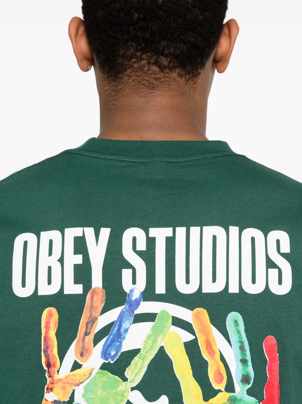 Obey T-shirt met ronde hals Groen