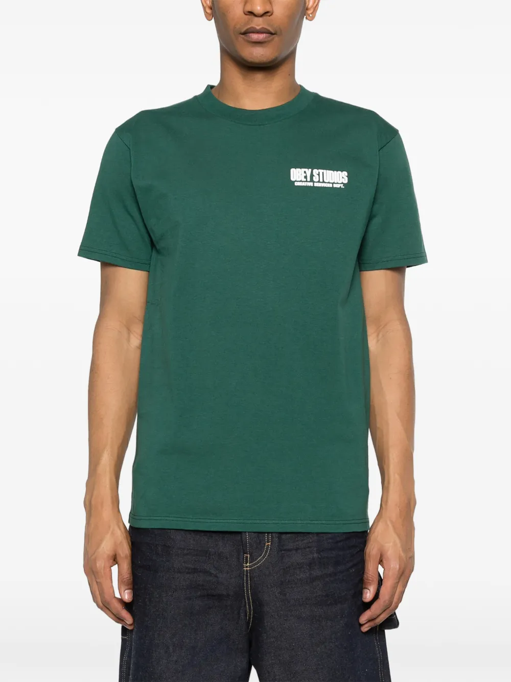 Obey T-shirt met ronde hals Groen