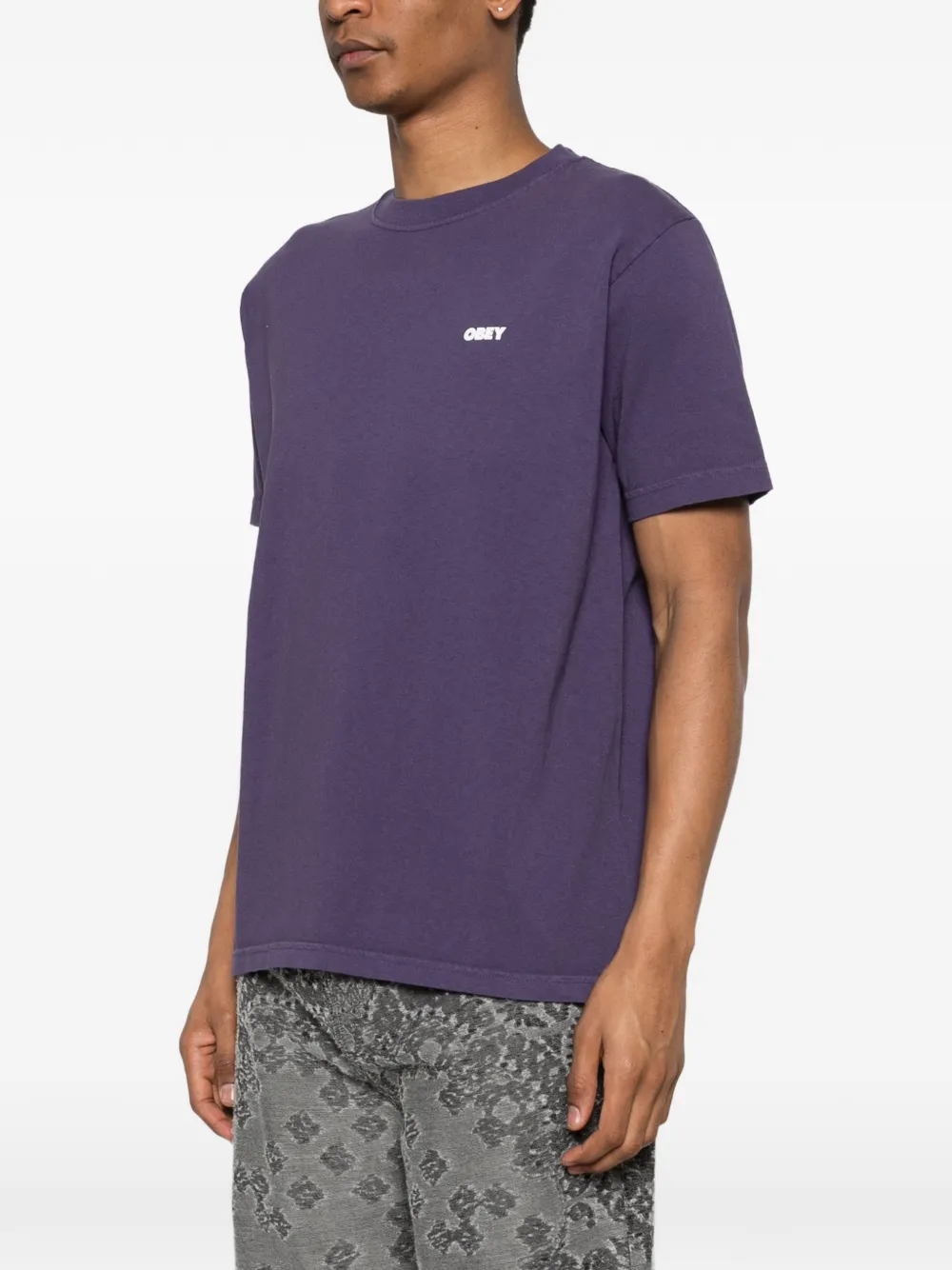 Obey T-shirt met logo Paars