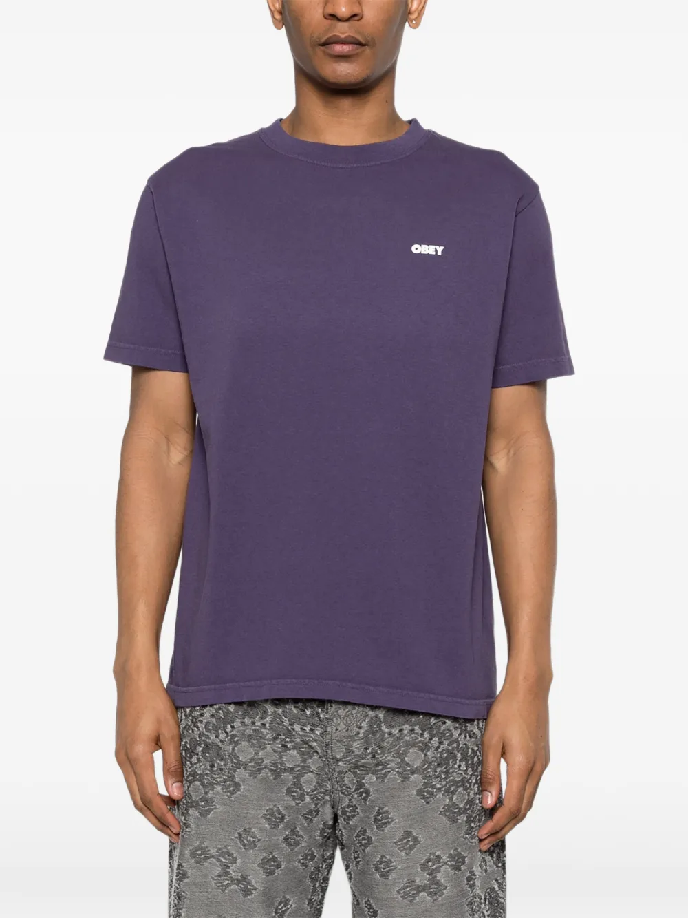 Obey T-shirt met logo Paars