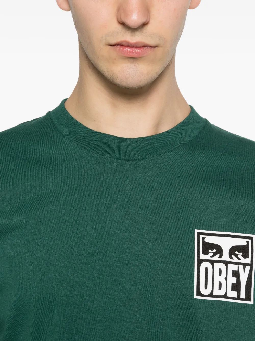 Obey T-shirt met logoprint Groen